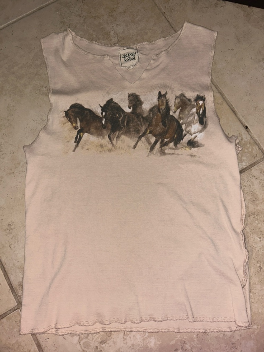 Girls' tan/cream Horse Graphic Tank Top by modish Rebel